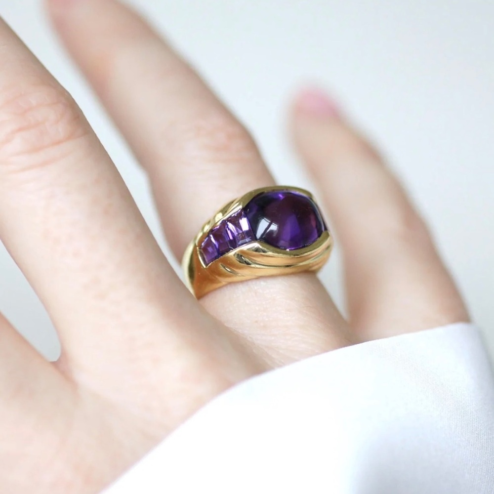 Amethyst Vintage 1990 Gold Ring! Made in Paris, France! RARE. One of a kind!!!